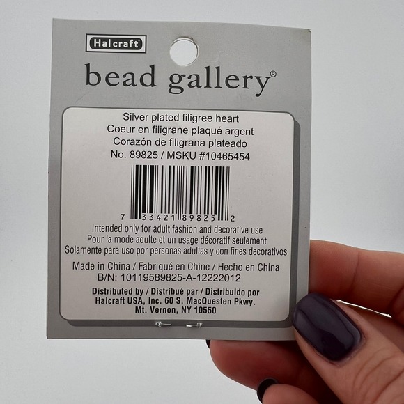 Halcraft Bead Gallery Silver Plated Filigree Heart Pendant Charm - Picture 2 of 7